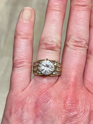 Vintage EDCO CZ Engagement Style Ring Gold Plated Pavé Band Size 6.25