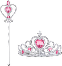 Vicloon Princess Dress Up Accessories, 2PCS Princess Crown and Wands for Little