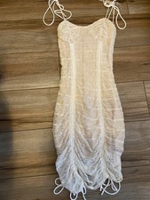 Fashion Nova White Lace Bodycon Dress Size XS