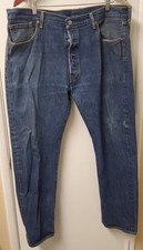 Levis Jeans Mens 40 x 30 Blue 100 Cotton 501 Button Fly Light Wash