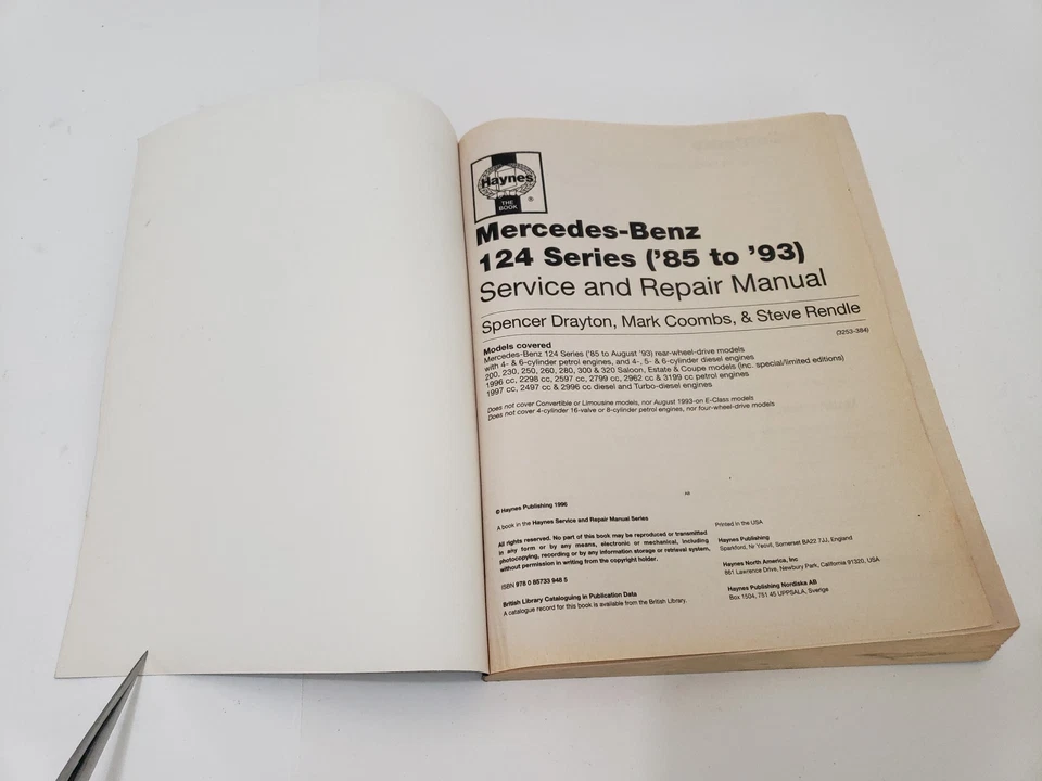 Haynes - Mercedes-Benz 200 230 300 gasolina y diésel (85 - ago 93) manual de reparación Foto 4 de 4