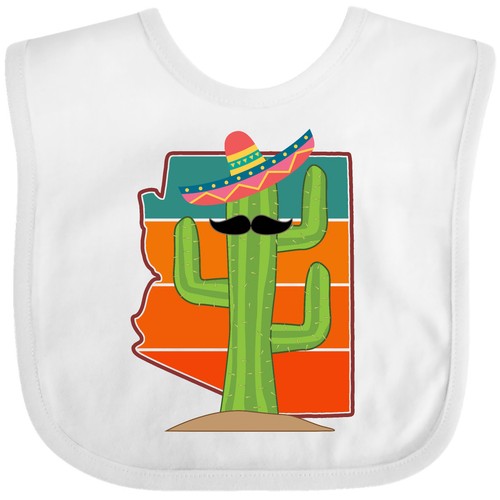 Inktastic Arizona Retro Sunset Funny Cactus Baby Bib Apparel Clothes Travel - Afbeelding 1 van 9