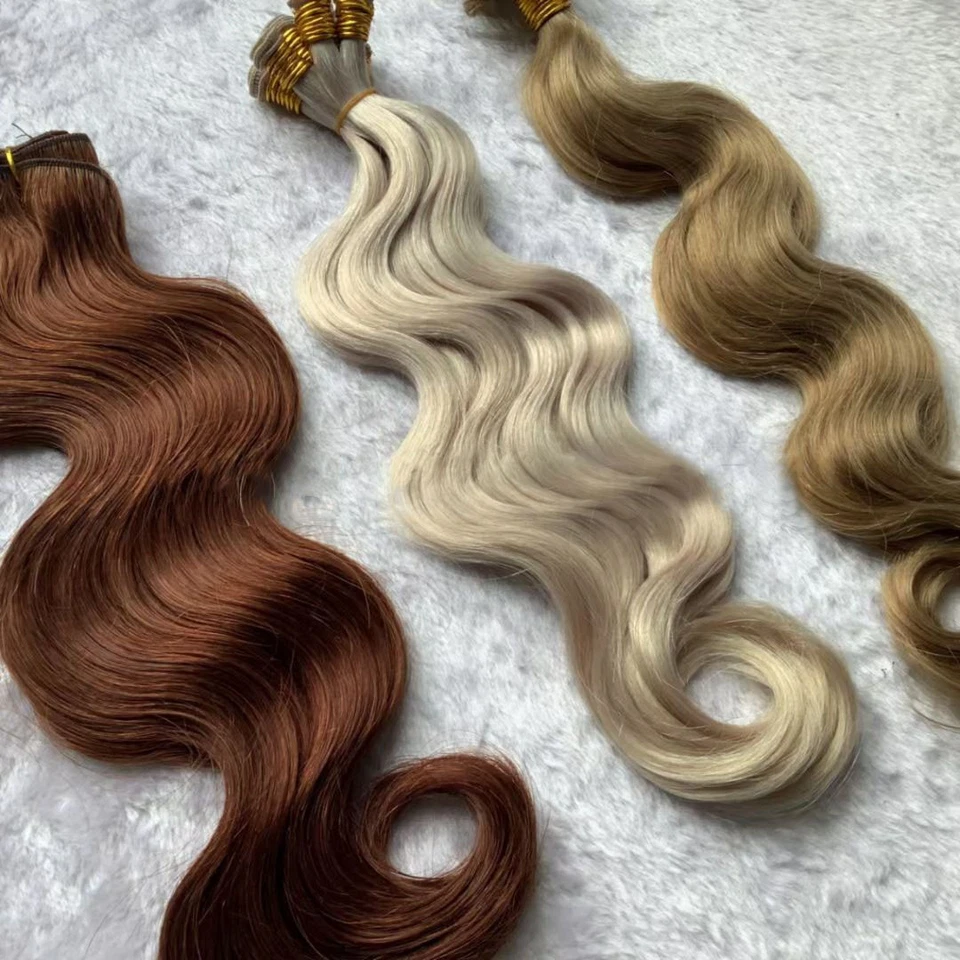 Invisible Hand Tied 100% Human Hair Weft Sew in Remy Hair Skin Weft Wavy Hair - Image 3 of 4