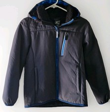 ZeroXposure Boys Soft Shell Jacket Size L 10/12 Gray Sherpa Lined Hooded Coat