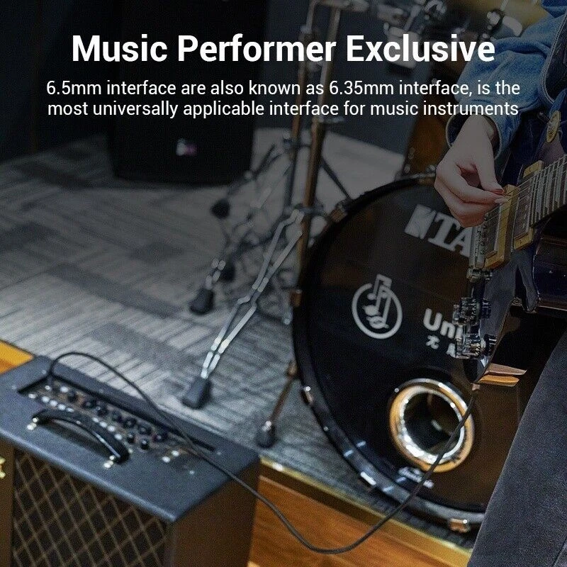 6.5mm Male to Male TRS Stereo Audio Cable 26AWG Hi-Fi Bass Guitar Speaker Amp - Image 3 of 4