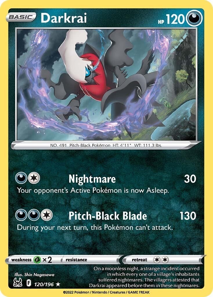 Darkrai (120/196) Holofoil Holo Rare NM SWSH11 SWSH11: Lost Origin Pokemon TCG