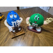 Vintage M&M's Candy Dispensers Blue and Green Character Figures Mars Inc Set