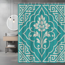 Teal Floral Shower Curtain - Stylish Modern Bathroom Decor