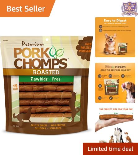6-Inch Oven-Baked Pork Skin Twists - Long-Lasting Dog Chews, 15s