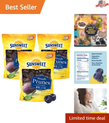 Nutritious Pitted Prunes 2lb - Gluten Free, Low Fat - 3 Pack for Snacks