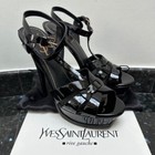 YVES SAINT LAURENT BLACK PATENT LEATHER TRIBUTE 105M PLATFORM SANDALS SZ 39 NIB — photo 2
