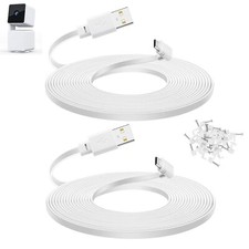 Smays 10ft Flat Micro USB Cable for WYZE Cam Pan v3 - 2-Pack, 90  Design, White