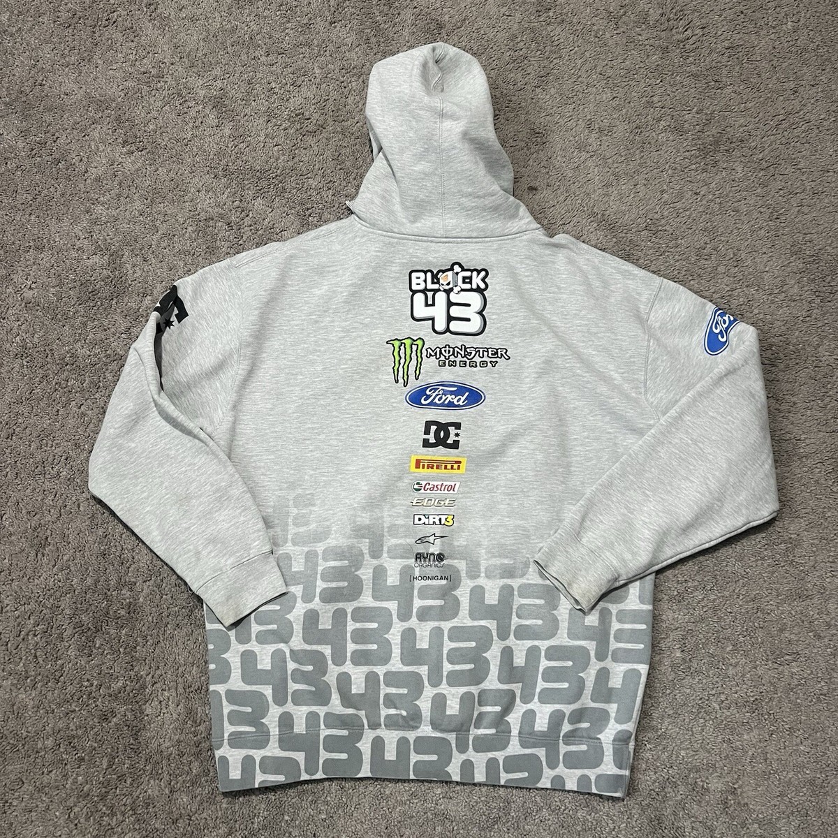 Y2K DC Hoodie Ken Block #43 Ford Rally Monster Energy Gray