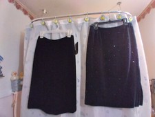 RALPH LAUREN NWT VINTAGE VELVET SKIRTS 2 PIC 1 BEAD TRIM BLK OR BLUE REDUCED 1/2