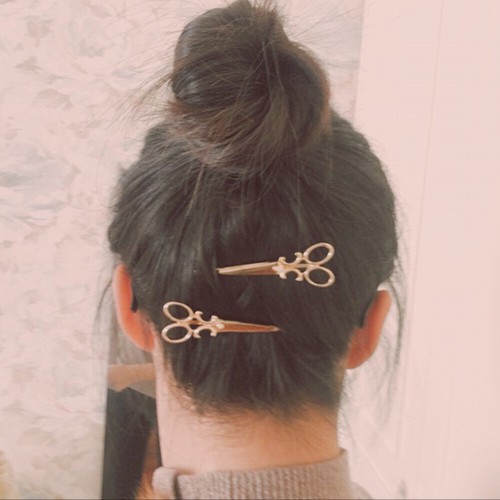 Mujer Deslizador de cabello Clip Tijera Horquilla Alfileres Niña Metal Barrette Palo Accesorios - Imagen 6 de 14