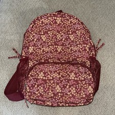 Medium Canvas Backpack New- Maroon Floral