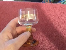 Schmitt Sohne Made in West Germany Advertising Stemed Glass Ambor Color Stem 
