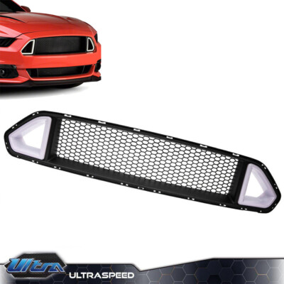 Fit For 2018-2021 Ford Mustang Front Bumper Upper Grill Mesh Grille W/ LED Light