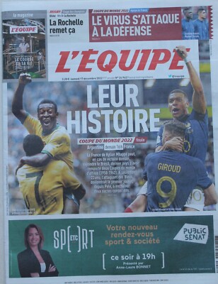 L Equipe du 17 Décembre 2022  Veille de la Finale Argentine France - Mbappé Pelé