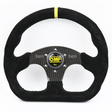 320mm Omp Carbon Fiber Spoke Genuine Suede Leather Flat Sport Steering Wheel Y 320mm Omp Carbon Fiber Spoke Genuine Suede Leather Flat Sport Steering Wheel Y