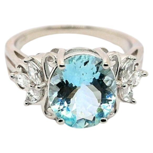 3.75 Ctw Blue Topaz Cocktail Ring 925 Sterling Silver Bridal Wedding ...