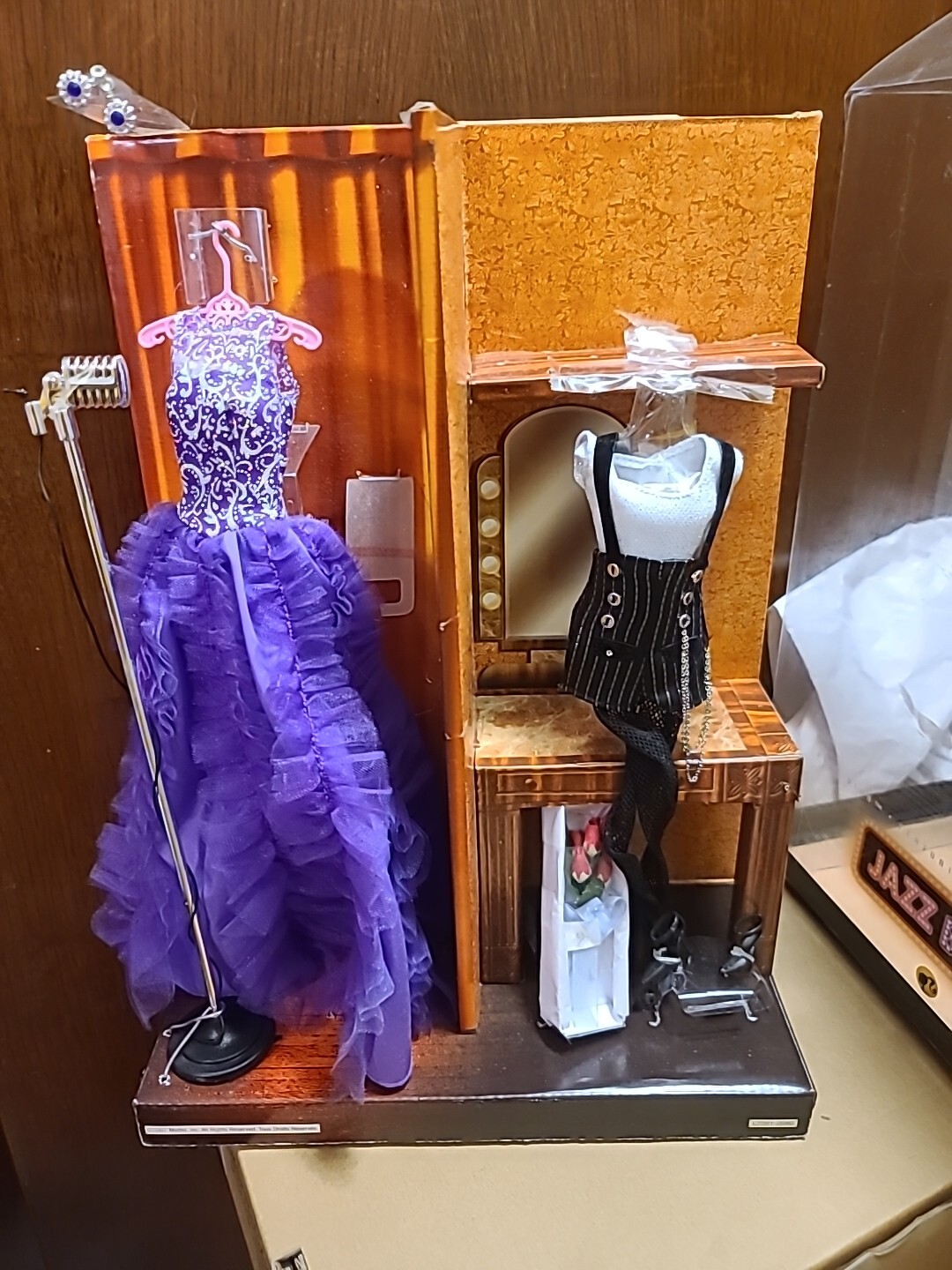 Jazz Baby Cabaret Dancer Outfit & Shoes, Gown, Earrings, Ros