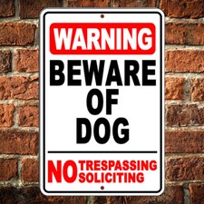 Beware Of Dog No Trespassing No Soliciting Metal Sign Or Decal 6 SIZES BD117