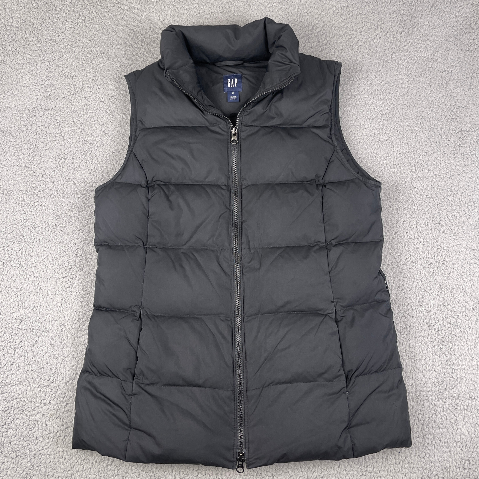 Vintage Gap Down Puffer Vest Mens M Black Insulated Warm Lightweight Full Zip