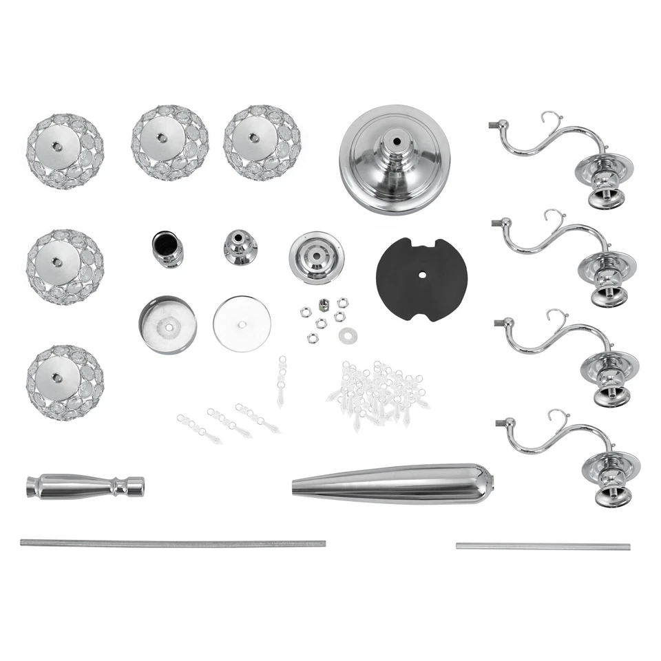 4 Pcs 5 Arm Crystal Candelabra Centerpieces Silver Candle Holder Freestanding - Image 3 of 4