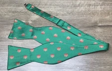 Men's Adjustable Christmas Holiday Novelty Bow Tie Gift Box Patterned Green