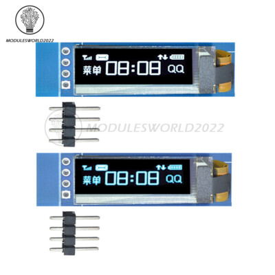0.91'' IIC I2C SPI 128x32 White/Blue OLED LCD Display Module GND VCC SCL SDA