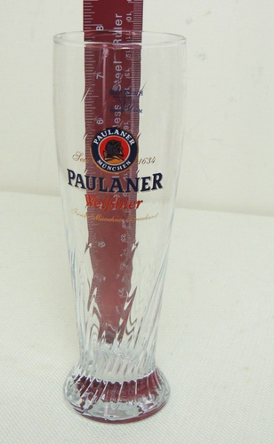 Paulaner München Weissbier Pilsner Glass .3L Germany Shiny Clean! Swirled Design - Picture 11 of 14