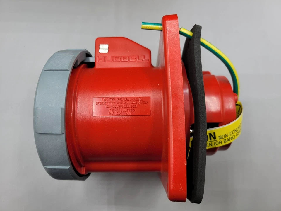 Hubbell HBL460R7W Pin and Sleeve Receptacle 60A 480V 3P 4W 3 Phase Watertight - Image 3 of 4