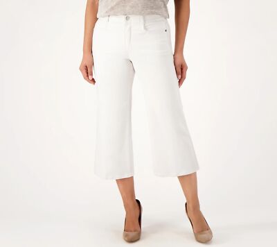 NYDJ Petite Cool Embrace Wide Leg Denim Crop Jeans Optic White 18 New