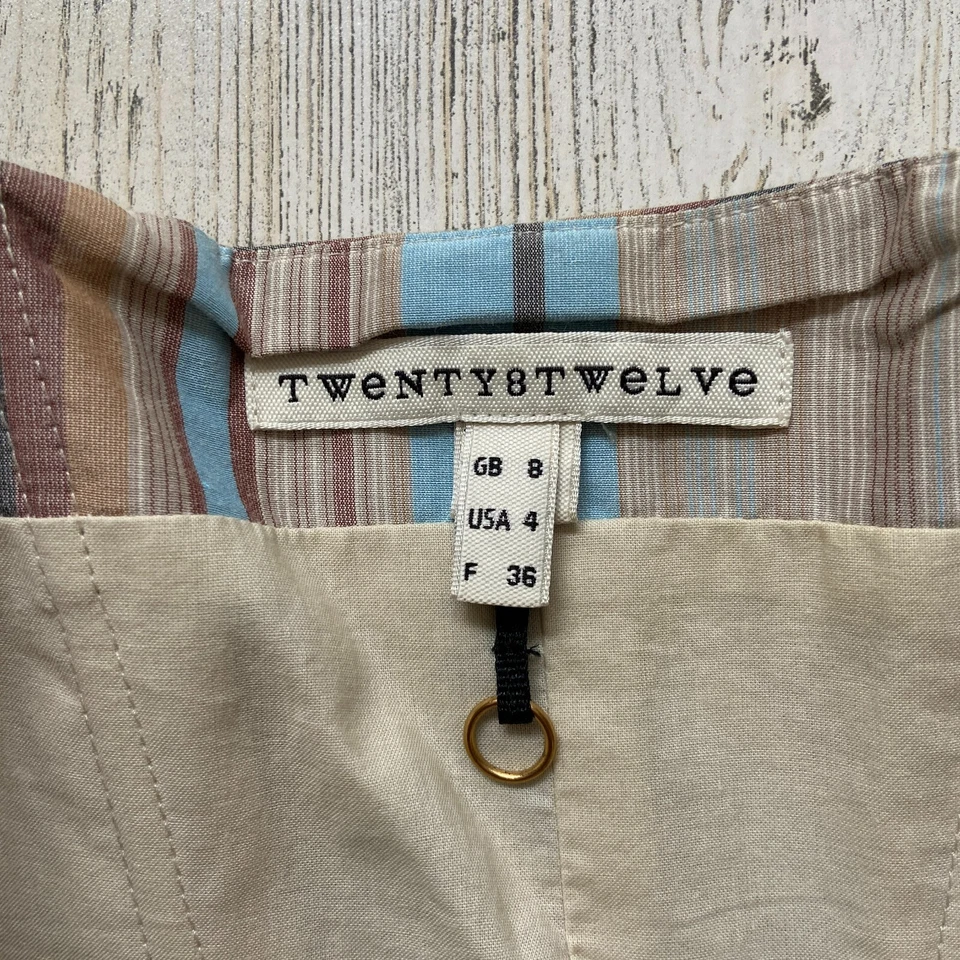 Vestido para mujer TWENTY8TWELVE talla 4 sin tirantes calce y acampanado falda plisada a rayas Foto 3 de 4