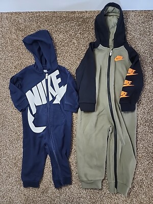 Nike Baby Futura Full Zip/French Terry Coverall Romper Blue (9M) Green (24M) 