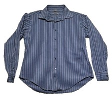 DKNY Dress Shirt Mens Sz Large Button Up Down Long Sleeve Slim Fit Striped Top