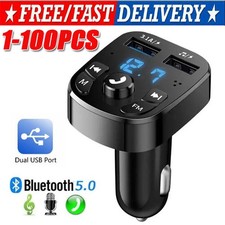 Bluetooth 5.0 Car Wireless FM Transmitter Adapter 2USB PD Charger AUX Hands lot