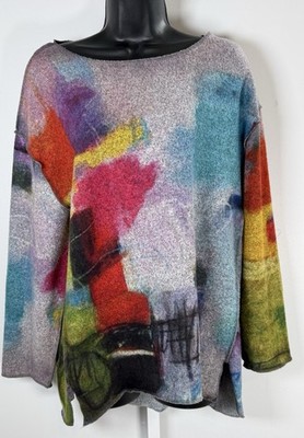 Lily London Women's Top Multicolor Abstract L Tunic Lagenlook Artsy Lightweight