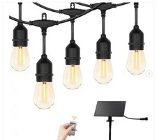 15 Bulbs 50 ft. Outdoor Solar LED Edison String-Light with Remote Control