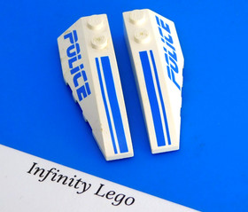 1 Pair LEGO White Wedge 2x6 Double Right & Left Printed POLICE 41747 41748 4669