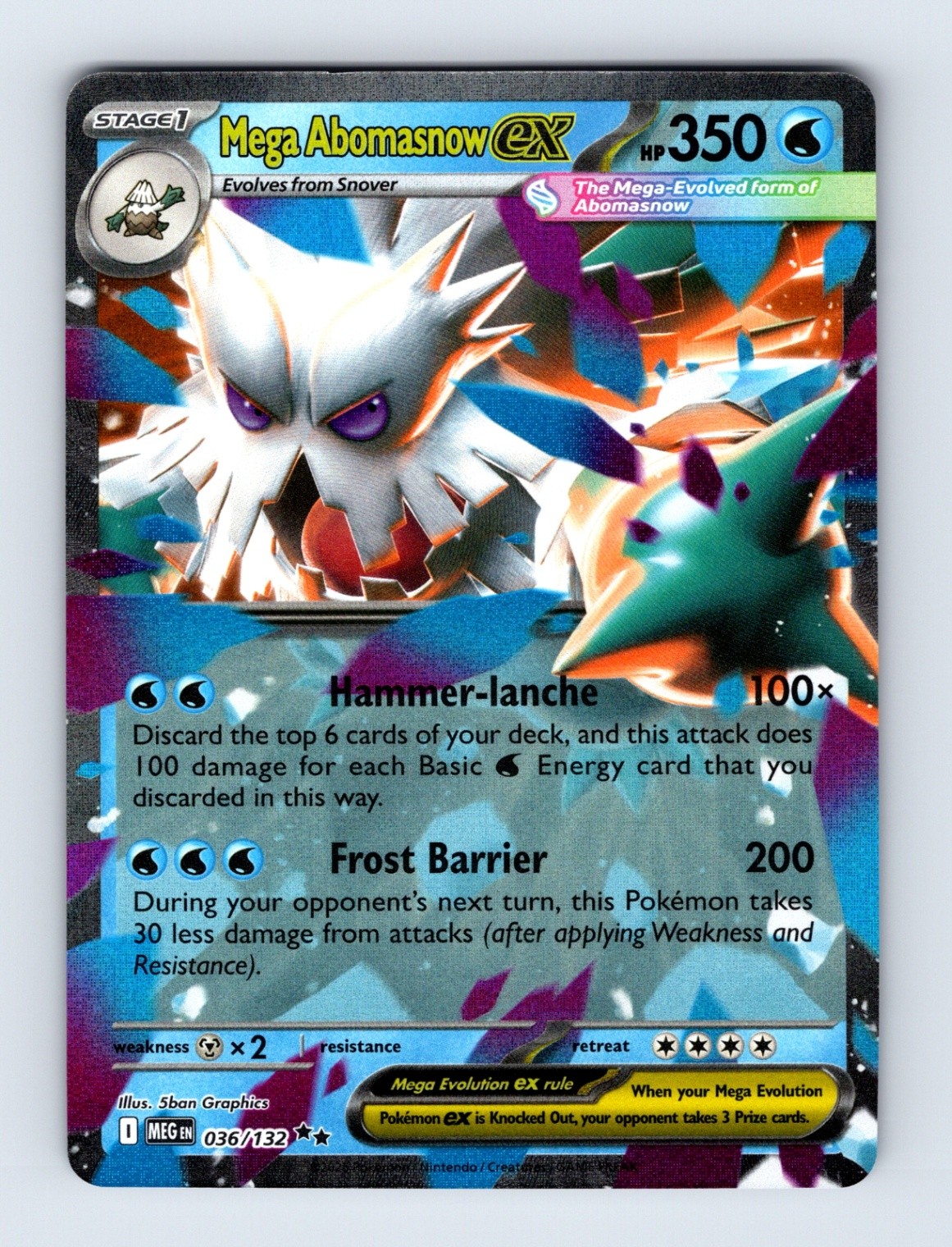 Mega Abomasnow ex 036/132 Double Rare ME01: Mega Evolution 036/132 NM/LP