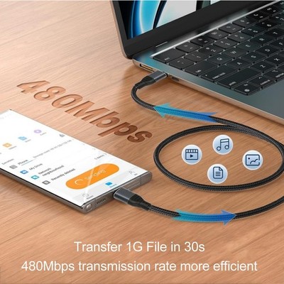 USB C To USB C Cable 4.9ft Nylon Male To Male PD240W PD3.1 E Chip Type C