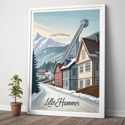 Lillehammer Norway Travel Poster - Nordic Charm Landscape Art Print A1-A4 Poster