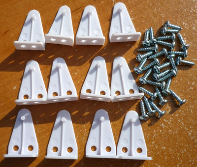 (QTY 12) White Hold Down Brackets for 1'' Mini Blinds & Cellular Shades w/ Screws
