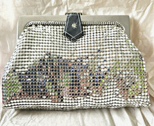 Vintage Whiting  Davis Clutch Purse Silver Mesh with Gorgeous Clasp- New w/Tags