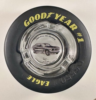 Dale Adkins Art 1969 Boss 302 Mustang Goodyear Rubber Tire Ashtray 4  X 2 