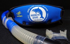 Men's TUSA Dark Blue Mask AQUABIONIC Blue Snorkel UNDERWATER SAFARIS Bag