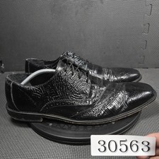 Stacy Adams Shoes Mens Size 12 Black Wingtip Oxford Dress Printed Leather 25028