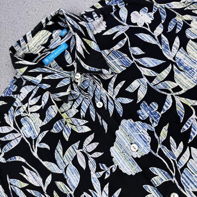 Tori Richard Shirt Mens XL Black Floral Aloha Hawaiian Button Up Short Sleeve